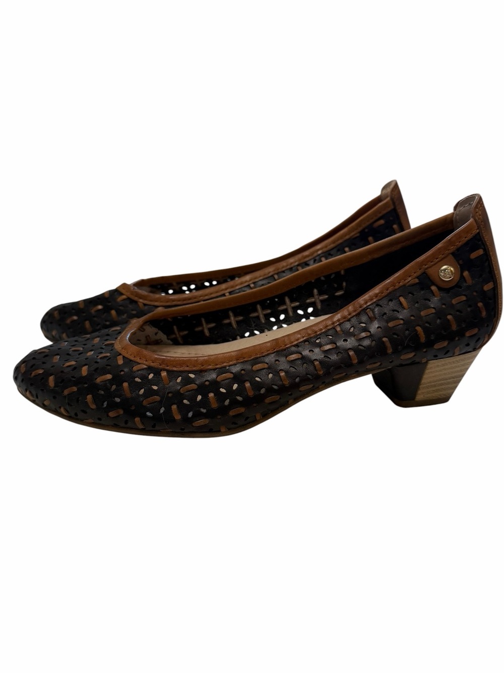 Pikolinos 38 Brown Lazer Cut Elba Pump Heels US 7.5/8 S2